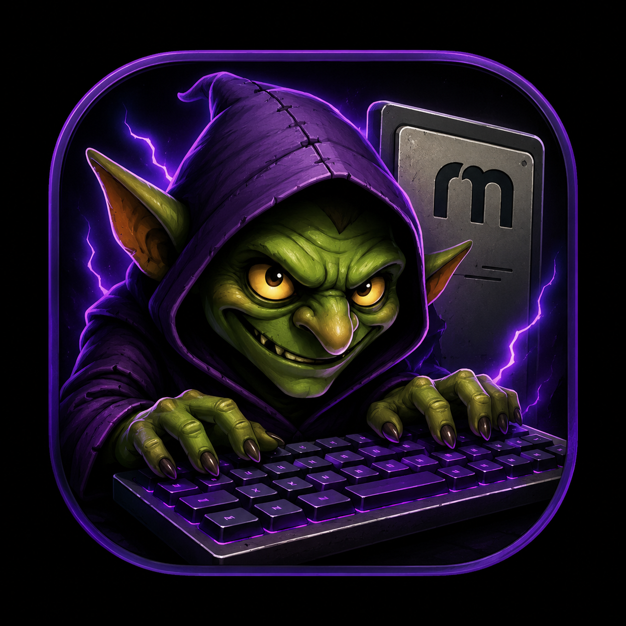Icône de l'application RM2 Keybridge : un gobelin devant un clavier et une reMarkable 2